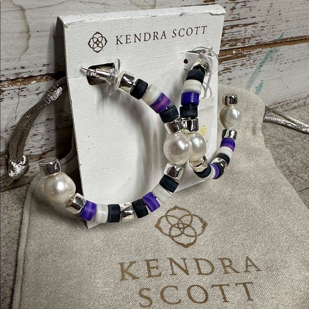 Kendra Scott Purple and Black Beaded Hoop Earrings - Picture 2 of 4